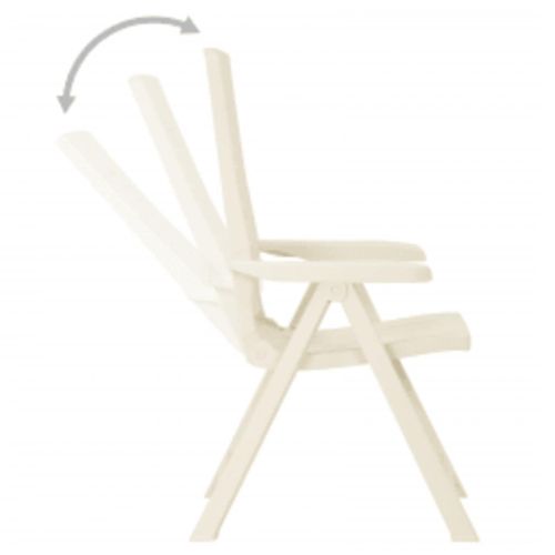 Градински регулируеми столове, 2 бр, пластмаса, бели