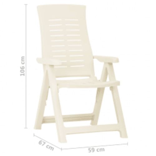 Градински регулируеми столове, 2 бр, пластмаса, бели