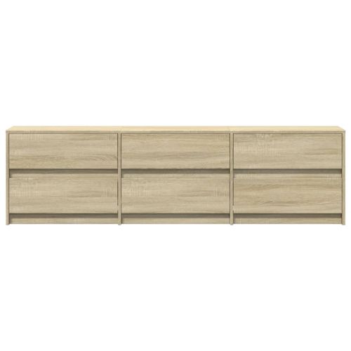 ТВ шкаф с LED, сонома дъб, 180x34x50 см, инженерно дърво