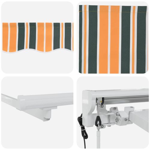 Електрически разтегателен навес Зелен и жълт 3,5 x 2,5 m