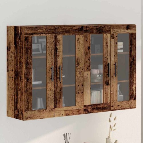 Стенни шкафове 2 pcs Старо дърво 69,5 x 34 x 90 см