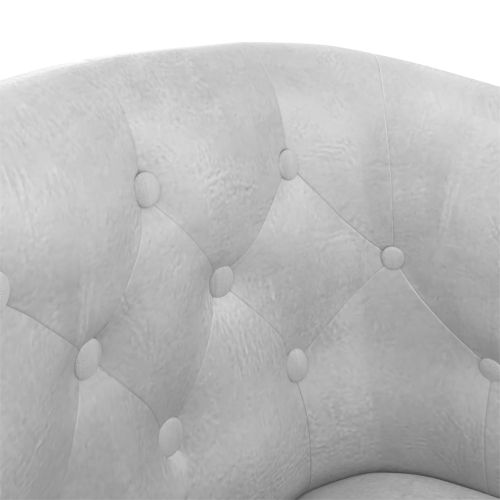 Фотьойл с табуретка за крака, сребрист, изкуствена кожа