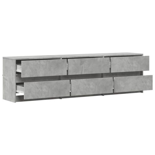 ТВ шкаф с LED, бетонно сив, 180x34x50 см, инженерно дърво