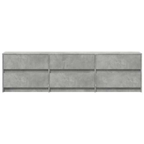ТВ шкаф с LED, бетонно сив, 180x34x50 см, инженерно дърво