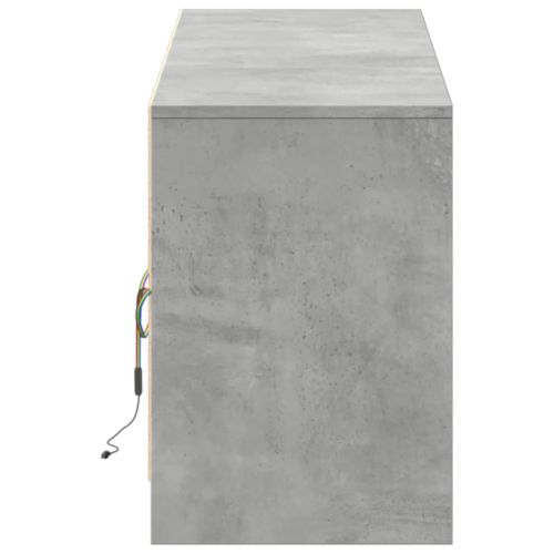 ТВ шкаф с LED, бетонно сив, 180x34x50 см, инженерно дърво