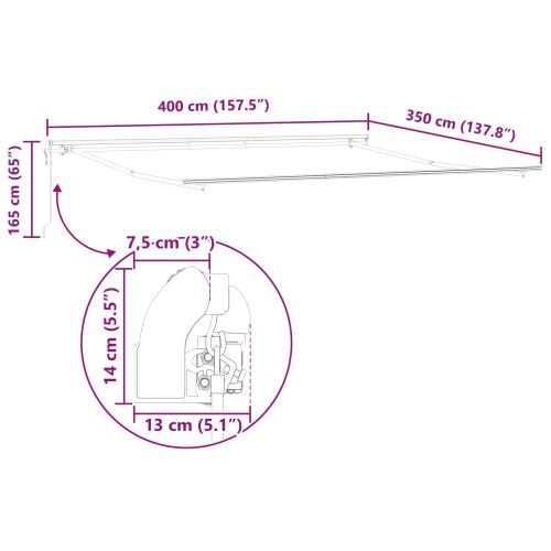 Сгъваем навес Зелен и жълт 400 × 350 cm Тъкан и алуминий