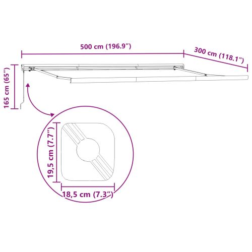 Сгъваем навес Зелен и жълт 500 × 300 cm Текстил и Метал