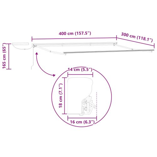 Електрически разтегателен навес Зелено, Бяло, Антрацит 4 × 3 m
