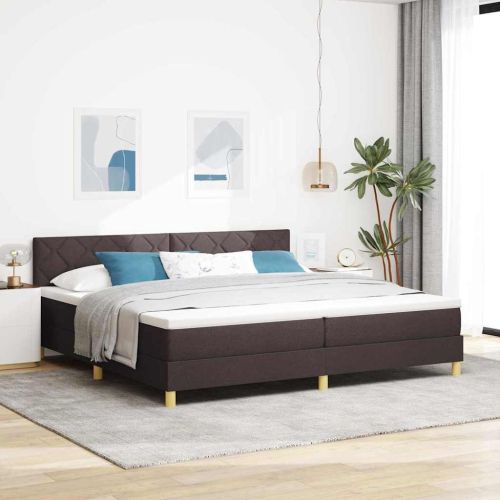 Легло с пружинирана основа Тъмен кафяв 200 x 200 cm текстил