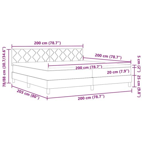 Легло с пружинирана основа Тъмен кафяв 200 x 200 cm текстил
