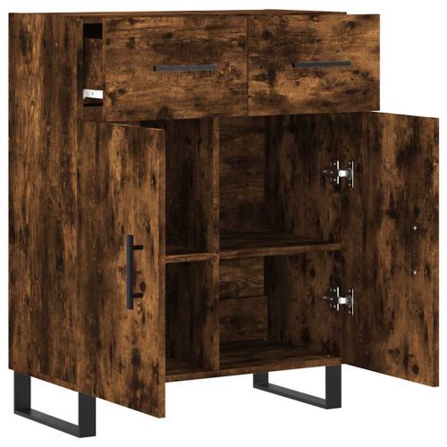 Сайдборд, опушен дъб, 69,5x34x90 см, инженерно дърво