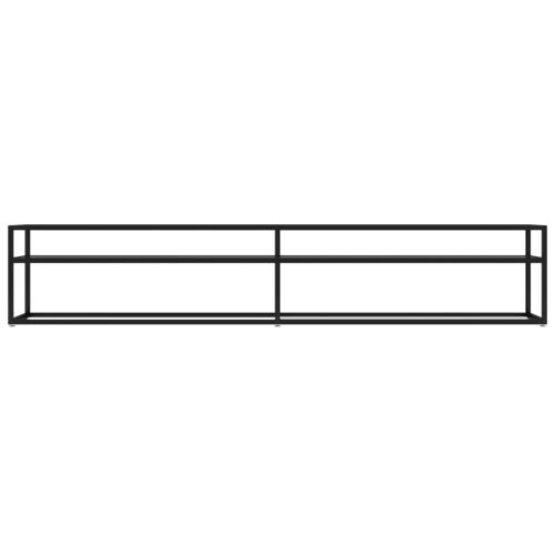 ТВ шкаф, черен, 220x40x40,5 см, закалено стъкло