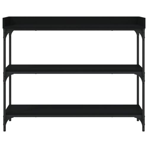 Конзолна маса с рафтове, черна, 100x30x80 cм