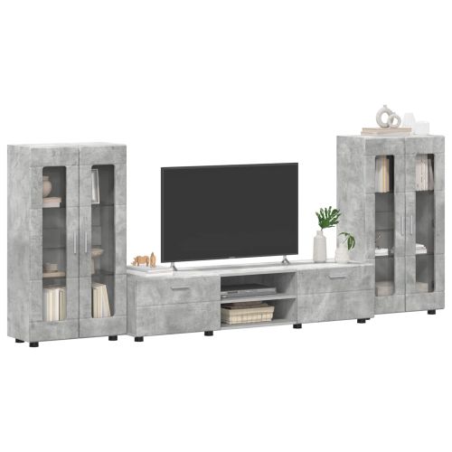 Комплект ТВ шкаф FLORIN 3 pcs Циментено сиво Инженерно дърво