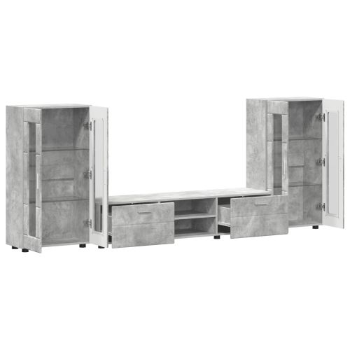 Комплект ТВ шкаф FLORIN 3 pcs Циментено сиво Инженерно дърво