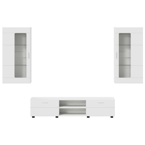 Комплект ТВ шкаф с чекмедже FLORIN 3 pcs Бяло Инженерно дърво