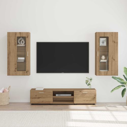 Комплект ТВ шкаф с чекмедже FLORIN 3 pcs Дъб Инженерно дърво