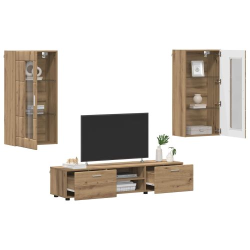 Комплект ТВ шкаф с чекмедже FLORIN 3 pcs Дъб Инженерно дърво