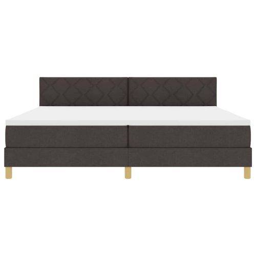 LED кутия за пружини с легло Тъмен кафяв 200 x 200 cm текстил