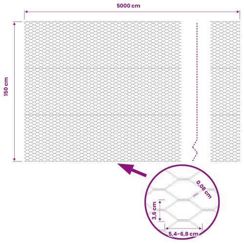 Шестоъгълна ограда Сив 1,5 x 50 m ПВЦ