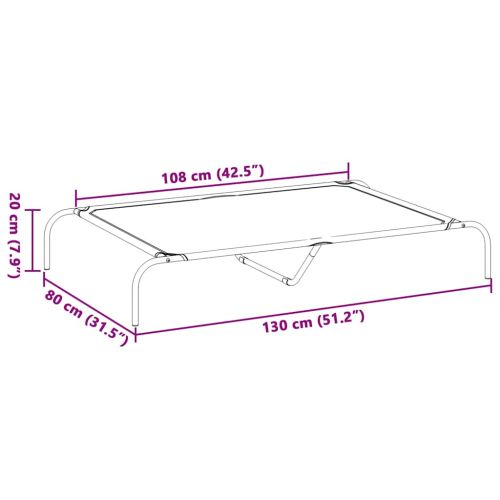 Повдигнато легло за кучета сиво 130x80x20 cm Оксфорд плат