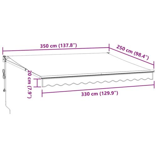 Автоматично прибираща се тента, кафяв, 350x250 см