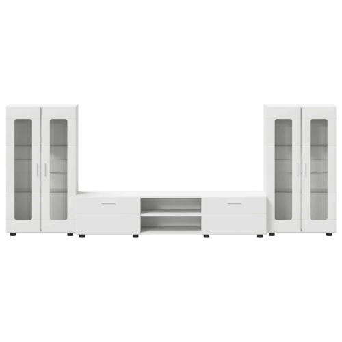 Комплект ТВ шкаф с чекмедже FLORIN 3 pcs Бяло Инженерно дърво