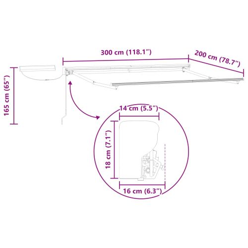 Електрически разтегателен навес Бяло и антрацит 3 x 2 m