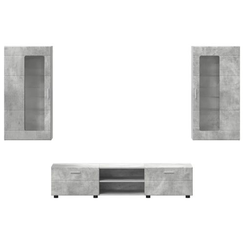 Комплект ТВ шкаф FLORIN 3 pcs Циментено сиво Инженерно дърво