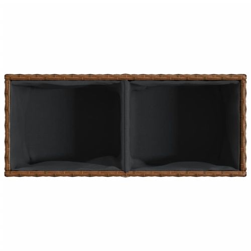 Градински плантер с 2 саксии, кафяв, 72x30x32 см, полиратан