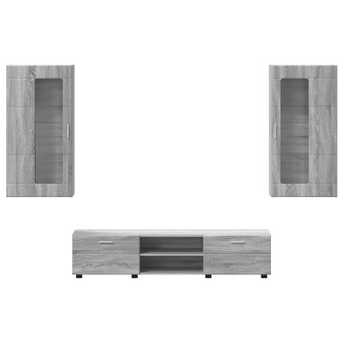 Комплект ТВ шкаф с рафт FLORIN 3 pcs Сив Сонома Инженерно дърво