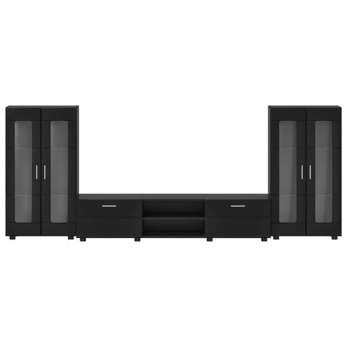 Комплект ТВ шкаф с чекмедже FLORIN 3 pcs Черно Инженерно дърво