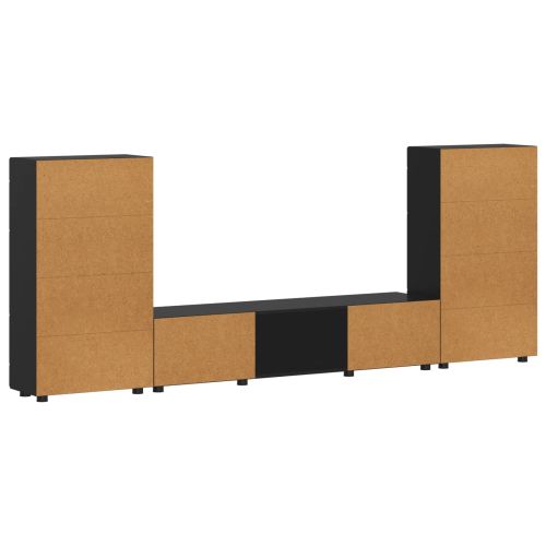 Комплект ТВ шкаф с чекмедже FLORIN 3 pcs Черно Инженерно дърво