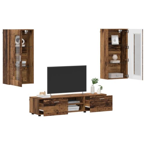 Комплект ТВ шкаф FLORIN 3 pcs Старо дърво Инженерно дърво