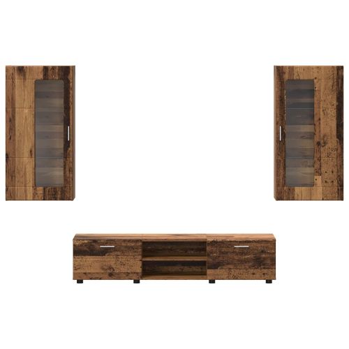 Комплект ТВ шкаф FLORIN 3 pcs Старо дърво Инженерно дърво