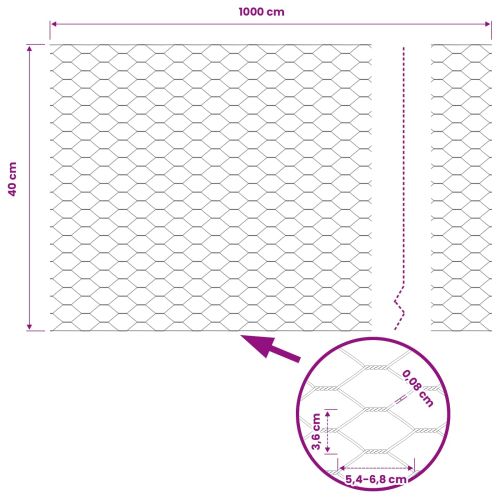 Шестоъгълна ограда Сив 0,4 x 10 м ПВЦ