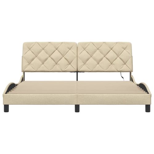 Рамка за легло с LED без матрак кремава 180x200 см плат