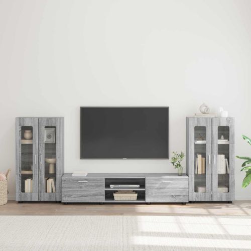 Комплект ТВ шкаф с рафт FLORIN 3 pcs Сив Сонома Инженерно дърво
