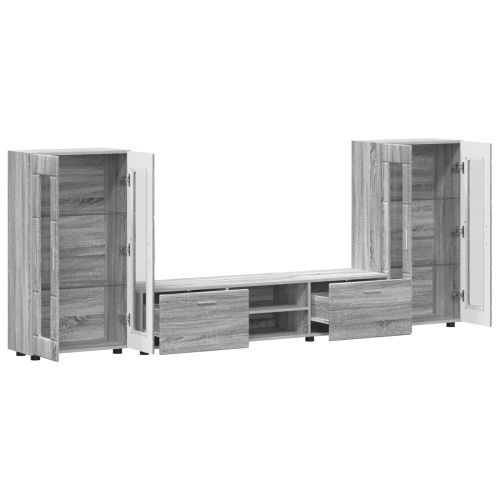 Комплект ТВ шкаф с рафт FLORIN 3 pcs Сив Сонома Инженерно дърво