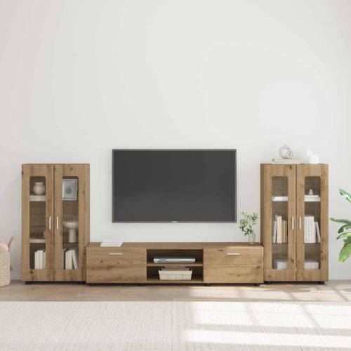 Комплект ТВ шкаф с чекмедже FLORIN 3 pcs Дъб Инженерно дърво