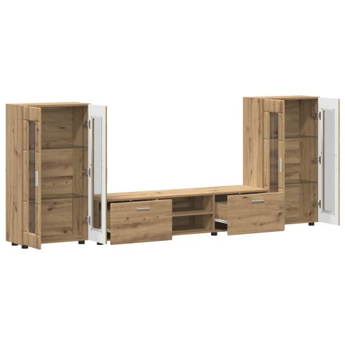 Комплект ТВ шкаф с чекмедже FLORIN 3 pcs Дъб Инженерно дърво