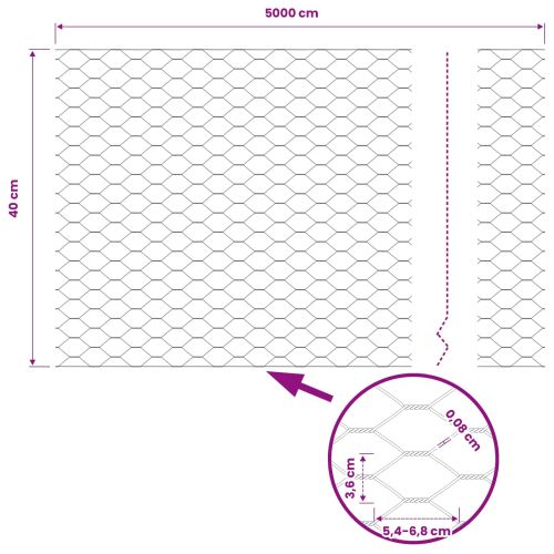 Шестоъгълна ограда Сив 0,4 x 50 м ПВЦ
