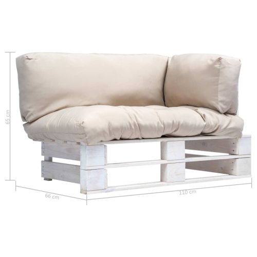 Градински палетен диван с пясъчни възглавници, борово дърво