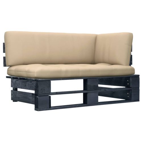 Градинска палетен ъглов диван черен импрегнирано борово дърво