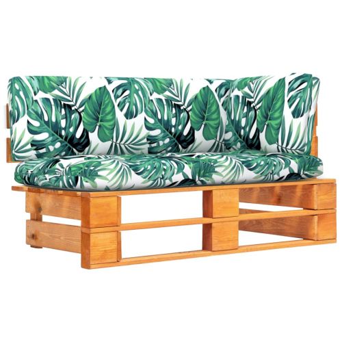 Градински ъглов диван от палети, меденокафяв, импрегниран бор