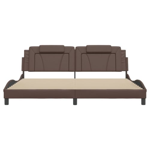 Рамка за легло Viana с LED без матрак, кафява, 200x200 см