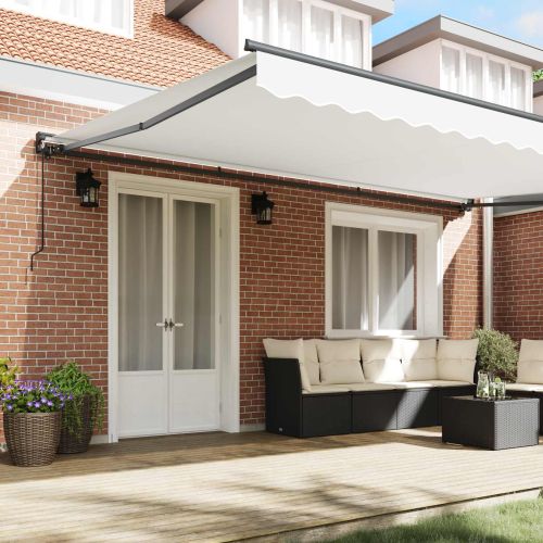 Рамка за сенник Бял 500 × 300 cm Полиестер с PU покритие