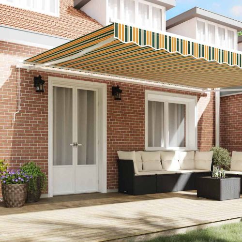 Сгъваем навес Многоцветен 500 × 350 cm Полиестер и алуминий