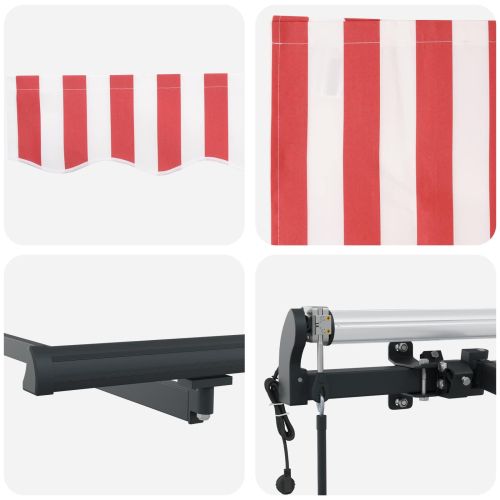 Сгъваем навес Червено и бяло 600 × 350 cm Тъкан и алуминий