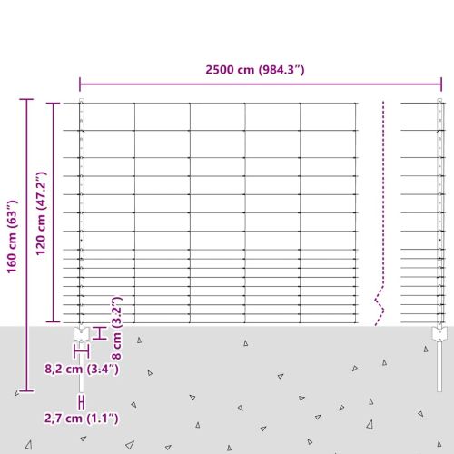 Див ограда с колове 25 x 1,2 м (Ш x В)